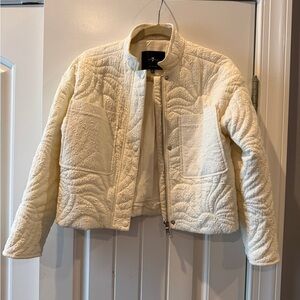7 For All Mankind Floral Quilted Jacket Size XS | Cream/Ivory | Like New